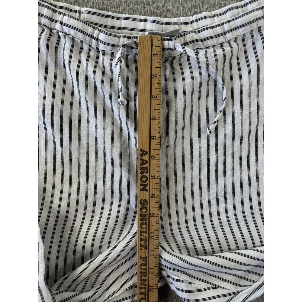 Chicos Linen Pants Womens 2/Large Striped White Black Pull-On Drawstring Beach‎ - Picture 4 of 10